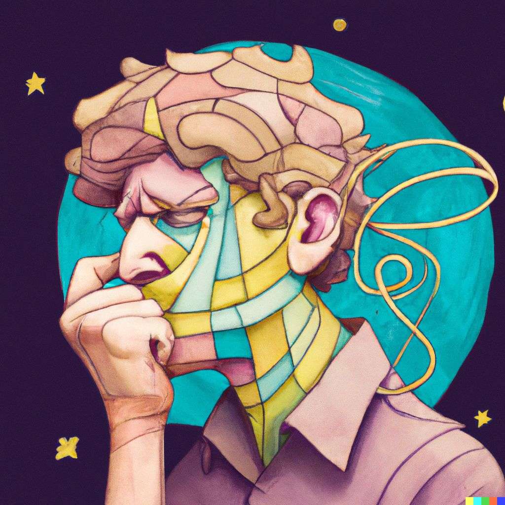 a representation of anxiety, digital art, faux-3D style